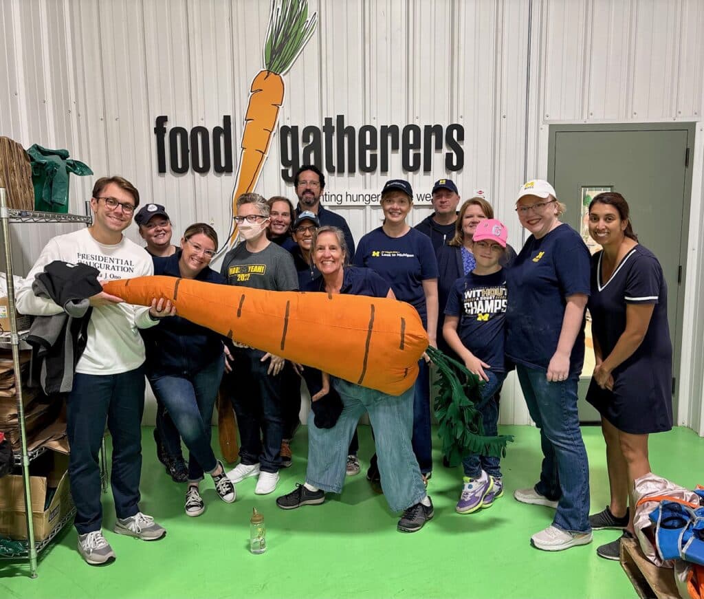 The Advancement team volunteering at Food Gatherers