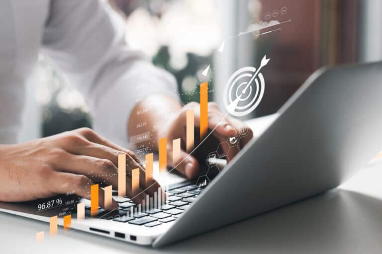 businessman analyzing company's financial balance sheet working