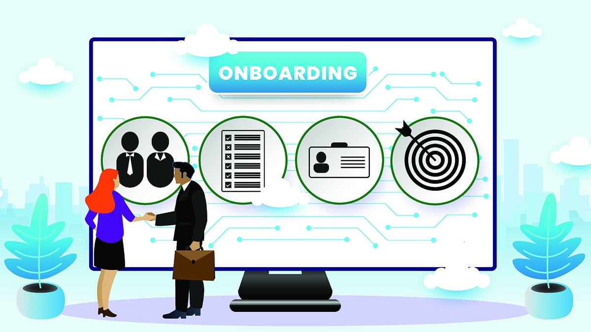 Image of a computer screen with the word "Onboarding"