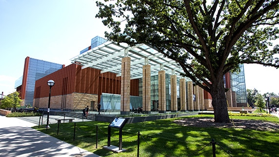 Michigan Ross Business School building with Oak Tree in front