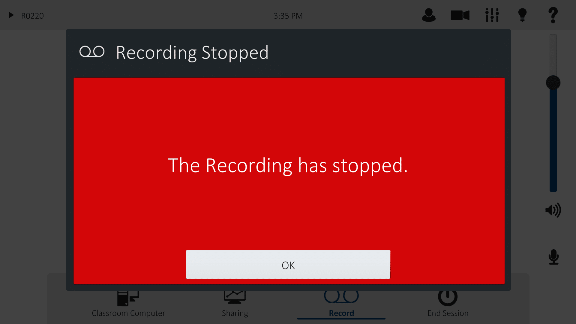 the recording has stopped