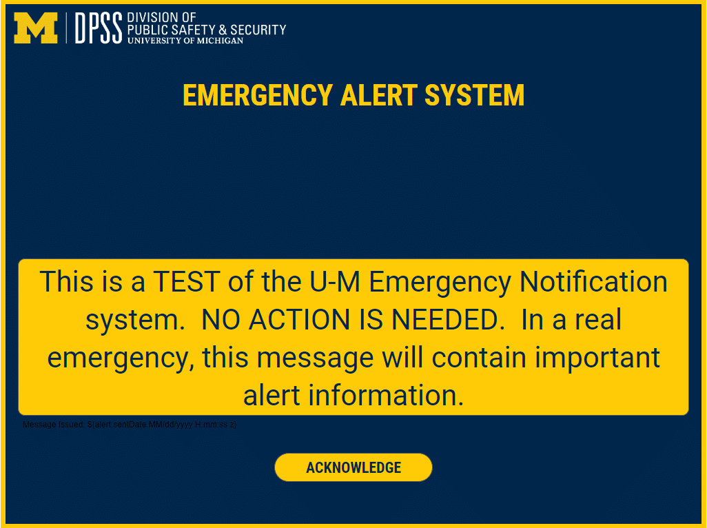 U-M Emergency Alert System Example