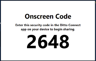 onscreen code image used to connect to Ditto.