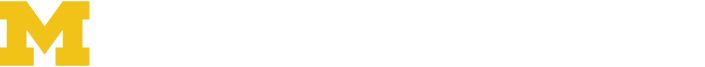Michigan Ross logo, maize and white, reversed